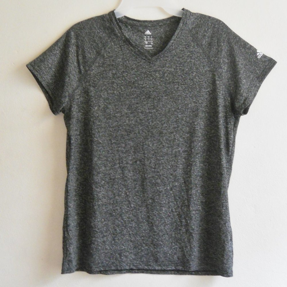 Adidas Climalite T Shirt, Size L, Short Sleeves, Gray, Active Wear Top
